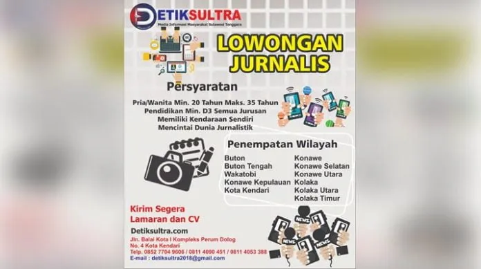Lowongan Kerja Jurnalis Detiksultra.com Media di Sulawesi Tenggara