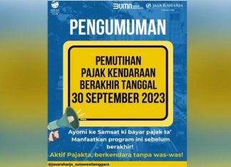 Pemutihan Pajak Kendaraan Bermotor di Sultra Berakhir 30 September 2023 Pemutihan Pajak Kendaraan Bermotor di Sultra Berakhir 30 September 2023