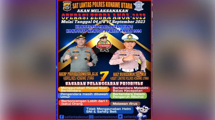 Polres Konut Gelar Operasi Zebra Anoa 2023