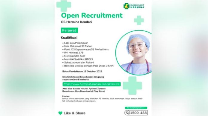 RS Hermina Kendari Buka Lowongan Perawat
