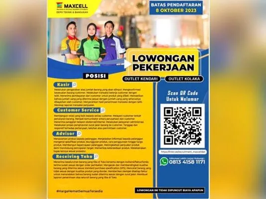 Maxcell Depo Teknik & Bangunan Buka Lowongan Kerja di Kendari dan Kolaka Maxcell Depo Teknik & Bangunan Buka Lowongan Kerja di Kendari dan Kolaka