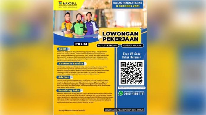 Maxcell Depo Teknik & Bangunan Buka Lowongan Kerja di Kendari dan Kolaka