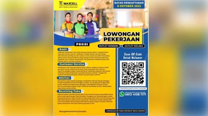 Maxcell Depo Teknik & Bangunan Buka Lowongan Kerja di Kendari dan Kolaka