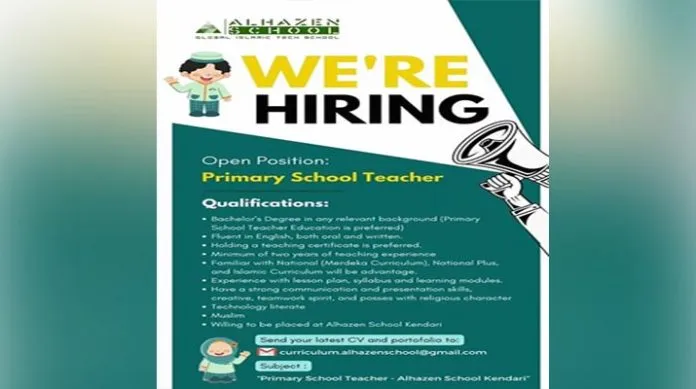 Alhazen School Kendari Buka Lowongan Guru Sekolah Dasar
