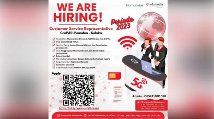 Humanvue infomedia Buka Lowongan Customer Service Representative di GraPARI Pomalaa