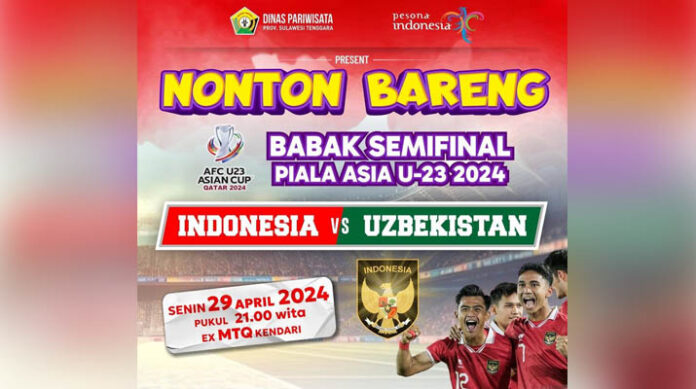 Nobar Timnas Indonesia vs Uzbekistan di Eks MTQ Kendari