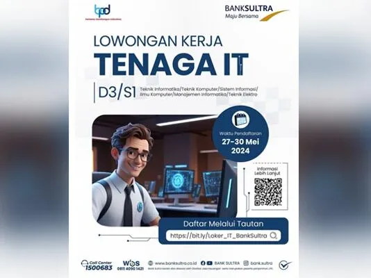 Bank Sultra Buka Lowongan Kerja untuk Tenaga IT 2024 Bank Sultra Buka Lowongan Kerja untuk Tenaga IT 2024