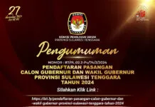 Pendaftaran Pasangan Calon Gubernur dan Wakil Gubernur Provinsi Sulawesi Tenggara Tahun 2024 Pendaftaran Pasangan Calon Gubernur dan Wakil Gubernur Provinsi Sulawesi Tenggara Tahun 2024