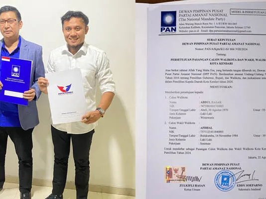 Abdul Rasak – Afdhal Terima Rekomendasi SK B1-KWK dari PAN untuk Pilkada Kendari 2024 Abdul Razak - Afdhal Terima Rekomendasi SK B1-KWK dari PAN untuk Pilkada Kendari 2024