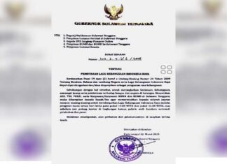 Gubernur Sultra Instruksikan Pemutaran Lagu Indonesia Raya di Instansi dan Ruang Publik Gubernur Sultra Instruksikan Pemutaran Lagu Indonesia Raya di Instansi dan Ruang Publik