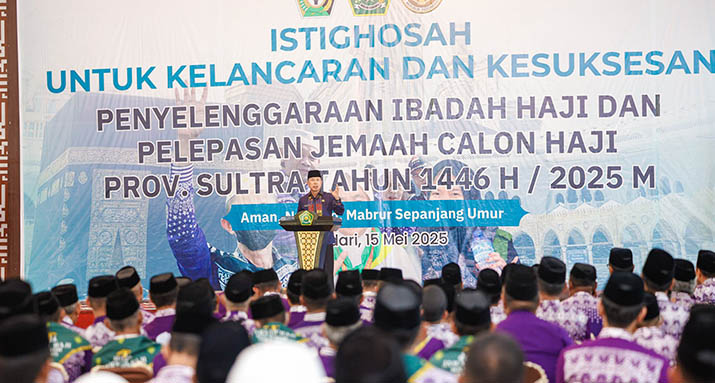 hajisultra Gubernur Andi Sumangerukka Lepas Keberangkatan 2.018 JCH Sultra, Titipkan Lima Pesan Penting