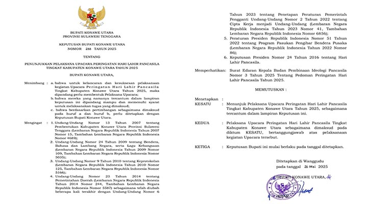 pancasilakonut Konawe Utara Siap Gelar Upacara Peringatan Hari Lahir Pancasila Tahun 2025