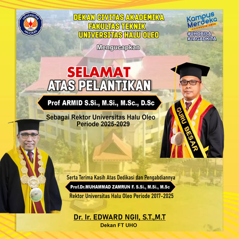 Prof Armid Resmi Dilantik sebagai Rektor UHO Kendari Periode 2025–2029