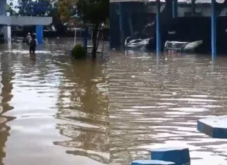 Diguyur Hujan Deras, Kantor Diskominfo Sultra Terendam Banjir Hampir Setinggi Paha Diguyur Hujan Deras, Kantor Diskominfo Sultra Terendam Banjir Hampir Setinggi Paha