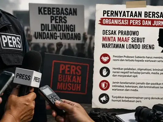 Organisasi Pers Desak Prabowo Minta Maaf atas Penyebutan Wartawan sebagai ‘Londo Ireng’ Organisasi Pers Desak Prabowo Minta Maaf atas Penyebutan Wartawan sebagai 'Londo Ireng'