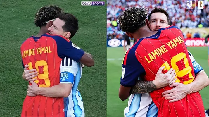yamal-messi Saat Yamal Menghampiri Messi, Pelukan yang Menyentuh Hati Pecinta Sepak Bola
