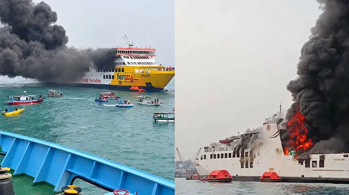 batumandi KMP Batumandi Terbakar Saat Hendak Bersandar di Pelabuhan Merak